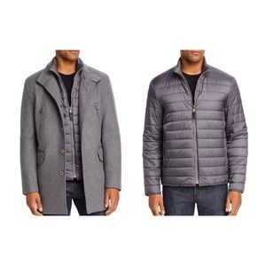 COLE HAAN Melton Wool 3-In-1 Top Coat & Puffer Jacket- Light Gray